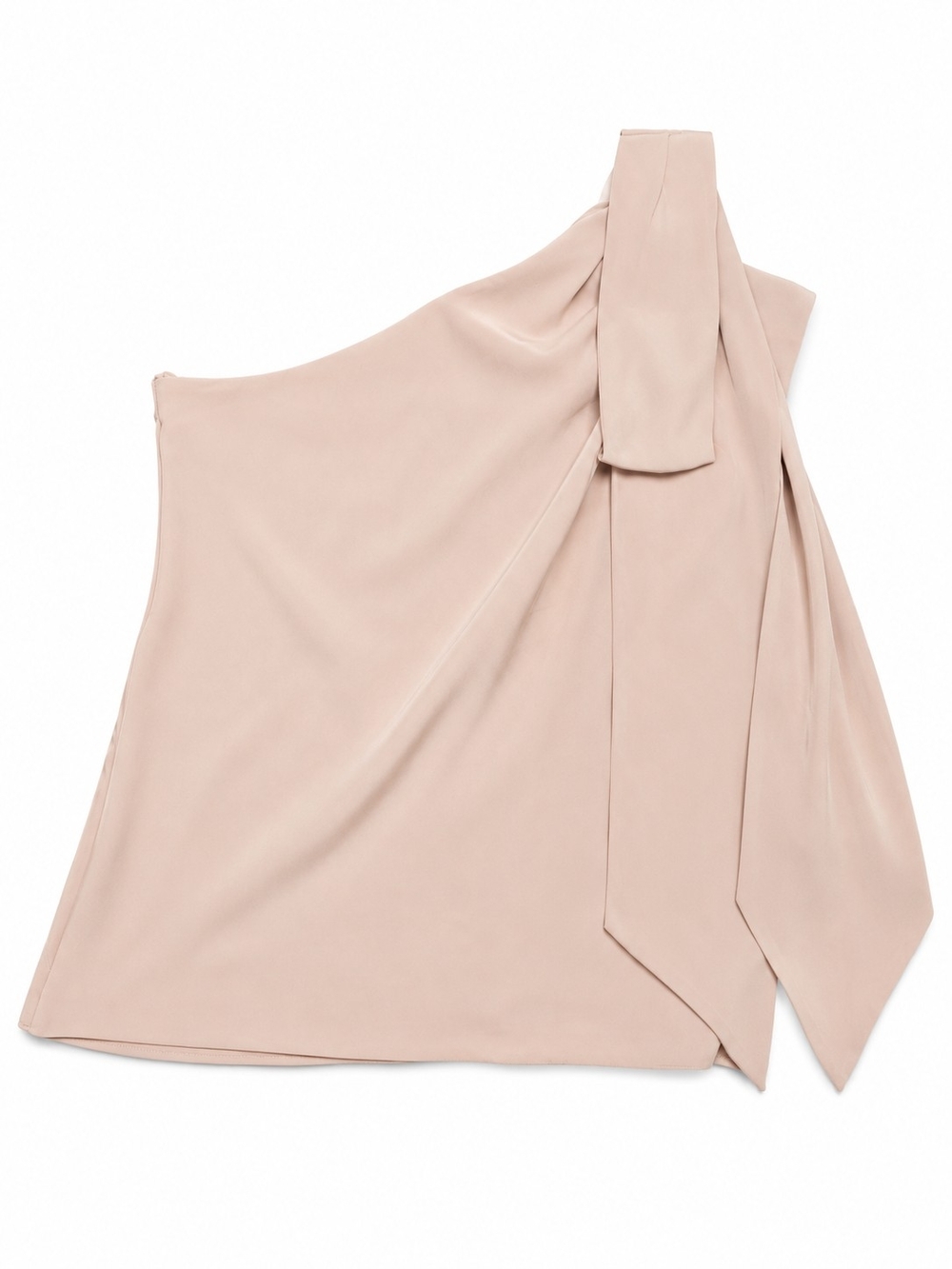 Club Monaco Blush Pink Asymmetric One-Shoulder Shirt with Sash, Size 4